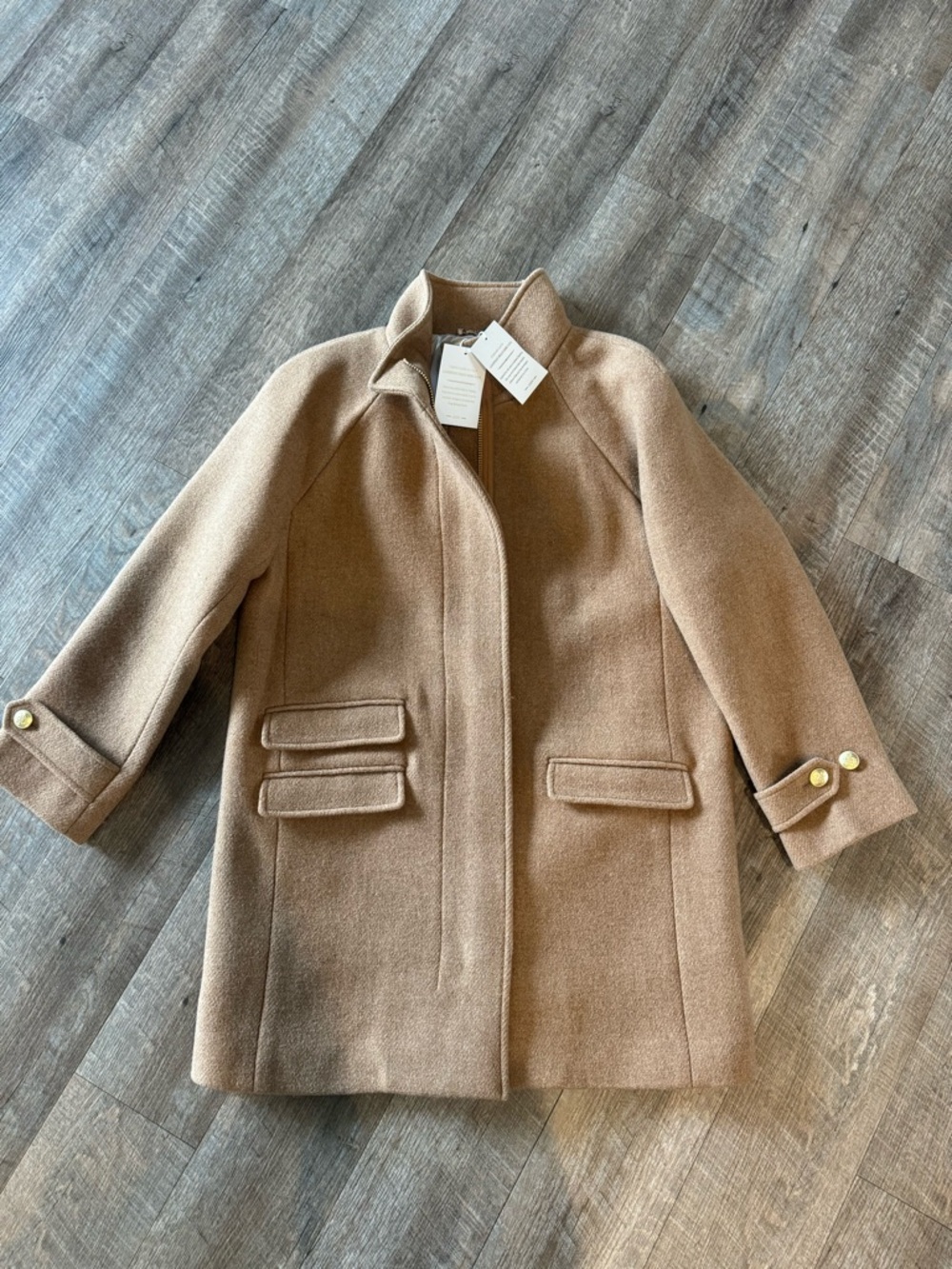 J. Crew Camel Toscana Stadium Coat Italian Wool Blend - Picture 9 of 10